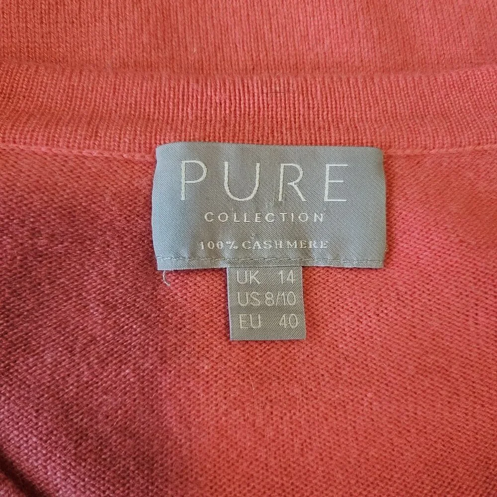 PURE Collection Pink 100% Cashmere Soft Popover Short Sleeve Sweater US 8/10 - Picture 5 of 9
